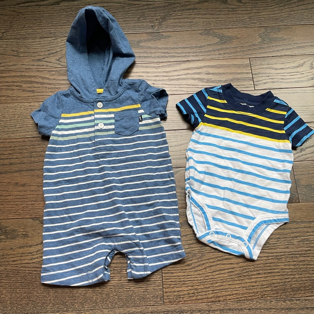 Baby Boy Lot Size 3M - Baby B’gosh & Carter’s - Blue Stripes - Short Sleeve